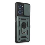 Techtrove Xiaomi Poco X5 Pro 5G Kılıf Sürgülü Kamera Korumalı Yüzüklü Stand Olabilen Magnetic Tpu Tank Kapak Yeşil
