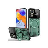 Techtrove Xiaomi Redmi Note 12 Pro 4G Kılıf Kamera Korumalı Stand Özellikli Maksimum Darbe Korumalı Kapak Koyu Yeşil