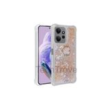 Techtrove Xiaomi Redmi Note 12 Pro 4G Kılıf Simli Sıvılı Tasarım Kamera Koruma Çıkıntılı Yüzüklü Şık Kapak Gold