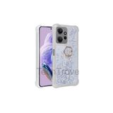 Techtrove Xiaomi Redmi Note 12 Pro 4G Kılıf Simli Sıvılı Tasarım Kamera Koruma Çıkıntılı Yüzüklü Şık Kapak Gümüş