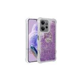 Techtrove Xiaomi Redmi Note 12 Pro 4G Kılıf Simli Sıvılı Tasarım Kamera Koruma Çıkıntılı Yüzüklü Şık Kapak Mor