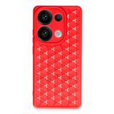 Techtrove Xiaomi Redmi Note 13 Pro 4G Kılıf Kamera Korumalı Geometrik Petek Motifli Silikon Kapak Kırmızı