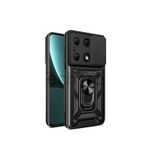 Techtrove Xiaomi Redmi Note 13 Pro 4G Kılıf Magnetik Standlı Sürgülü Kamera Korumalı Tank Kapak Siyah