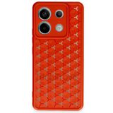 Techtrove Xiaomi Redmi Note 13 Pro 5G Kılıf Kamera Korumalı Geometrik Petek Motifli Silikon Kapak Kırmızı
