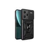 Techtrove Xiaomi Redmi Note 13 Pro Plus 5G Kılıf Magnetik Standlı Sürgülü Kamera Korumalı Tank Kapak Siyah