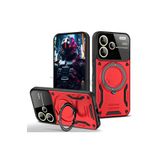 Techtrove Xiaomi Redmi Note 13 Pro Plus Kılıf Kamera Korumalı Stand Özellikli Maksimum Darbe Korumalı Kapak Kırmızı