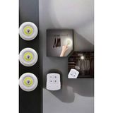 Techugo Spot Lamba LED Işık 3'lü Uzaktan Kumandalı Pilli Yapışkanlı Kablosuz - Çok Renkli - Belirtilmemiş