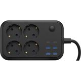 Techugo Termal Korumalı Uzatma Kablosu 4 Priz USB ve Type C Çoklu Şarj Istasyonu - Çok Renkli - Belirtilmemiş