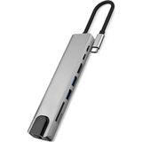 Techugo Type C Hub Çoklayıcı 8 Port USB HDMI RJ45 Kart Okuyucu - Belirtilmemiş