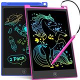 TECJOE LCD yazı tahtası, 2'li paket, 8,5 inç tablet, çocuklar ve yetişkinler için, silinebilir, tekrar kullanılabilir yazma çizim defteri, kilitlenebilir silme düğmeli (koyu mavi + macenta)