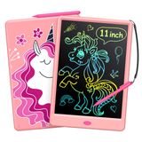 TECJOE LCD yazı tahtası, çocuklar ve yetişkinler için 11 inç tablet, silinebilir, yeniden kullanılabilir tek boynuzlu at yazma çizim pedi, kilitlenebilir silme düğmesi ile