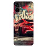 TECNO Camon 19 Neo ile Uyumlu Kılıf, Grafiti ve Araba Temalı Desenli, Darbe Emici Silikon
