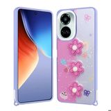 Tecno Camon 19 Pro Kilif Parlayan Sivili Simli Kabartma Figurlu Cevze Kapak