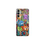 Tecno Pova 3 ile Uyumlu Grafiti Mini Tasarımlı Şeffaf Silikon Kılıf