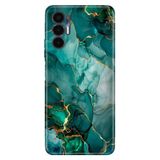 Tecno Pova 3 ile Uyumlu Silikon Kılıf, Green Marbles Temalı Desenli, Darbe Emici