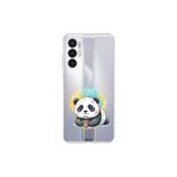 Tecno Pova 3 ile Uyumlu Splash Panda Tasarımlı Şeffaf Silikon Kılıf