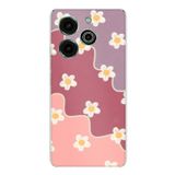 Tecno Pova 6 Pro Uyumlu Gül Kurusu ve Lila Tonlu Dalgalı Papatya Baskılı Silikon Kılıf