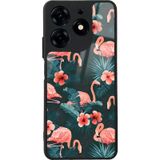 Tecno Spark 10 Pro Flamingo Leaf Tasarımlı Glossy Telefon Kılıfı Çok Renkli