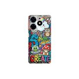 Tecno Spark 10 Pro ile Uyumlu Grafiti Create Art Tasarımlı Şeffaf Silikon Kılıf