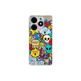Tecno Spark 10 Pro ile Uyumlu Grafiti Doodle Tasarımlı Şeffaf Silikon Kılıf