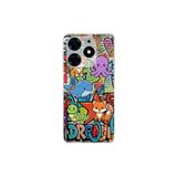 Tecno Spark 10 Pro ile Uyumlu Grafiti Mini Tasarımlı Şeffaf Silikon Kılıf