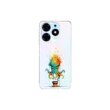 Tecno Spark 10 Pro ile uyumlu Splash ahtapot tasarımlı şeffaf silikon kılıf