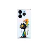 Tecno Spark 10 Pro ile Uyumlu Splash Kedi Tasarımlı Şeffaf Silikon Kılıf