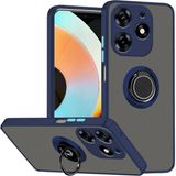 Tecno Spark 10 Pro Uyumlu Kılıf Yüzüklü Standlı Extra Darbe Koruma Sert Silikon Kapak-Lacivert