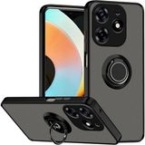 Tecno Spark 10 Pro Uyumlu Kılıf Yüzüklü Standlı Extra Darbe Koruma Sert Silikon Kapak - Siyah