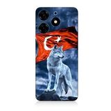 Tecno Spark 10 Pro Uyumlu Silikon Kılıf Kurt Göktürk Ve Bayrak
