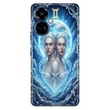 TECNO Tecno Camon 19 Pro ile Uyumlu İkizler Burcu Temalı Desenli Darbe Emici Silikon Kılıf