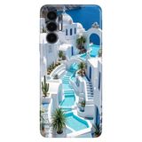 Tecno Tecno Pova 3 ile Uyumlu Kılıf, Lux Santorini Temalı Desenli, Darbe Emici Silikon