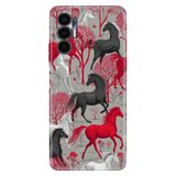 TECNO Tecno Pova 3 ile Uyumlu Kılıf, Running Horses Temalı Desenli, Darbe Emici Silikon, Çok Renkli
