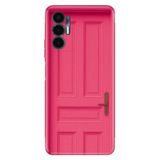 TECNO Tecno Pova 3 ile Uyumlu Silikon Kılıf, Pembe Kapı Temalı Desenli, Darbe Emici
