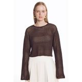 Ted Baker Ajurlu Kayık Yaka Kazak, M, TBSS26FKNI006, Acı Kahverengi, Kadın