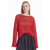 Ted Baker Ajurlu Kayık Yaka Kazak, XS, TBSS26FKNI006, Kırmızı, Kadın