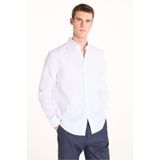 Ted Baker Basıc D Yaka Comfort Fit U Kol Keten Gömlek, 2XL, TBSS26MSHI012, Beyaz, Erkek