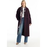 Ted Baker Bordo Yünlü Kadın Palto Uzun Kol Oversize Casual Stil Düz Desenli - 38