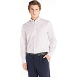 Ted Baker Comfort Fit Alttan Britli Yaka Çizgili Bordo Erkek Gömlek TBMRSH1029