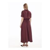 Ted Baker Gömlek Yaka Dökümlü Elbise, L, 5003370632, Vişne, Kadın