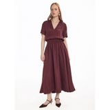 Ted Baker Gömlek Yaka Dökümlü Elbise, S, 5003370632, Vişne, Kadın
