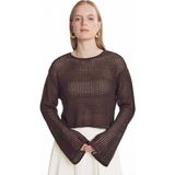 Ted Baker Kahverengi Kadın Kayık Yaka Ajurlu Kazak TBWRKW2011 - Açık Kahve - M