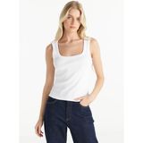 Ted Baker Kare Yaka Düz Kırık Beyaz Kadın Atlet TBWRTS1086 - XL