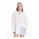 Ted Baker Kırık Beyaz%100 Keten Çapraz Roba Cepli U Kol Gömlek, M, TBSS26FSHI025, Kırık Beyaz, Kadın