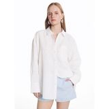 Ted Baker Kırık Beyaz%100 Keten Çapraz Roba Cepli U Kol Gömlek, S, TBSS26FSHI025, Kırık Beyaz, Kadın