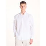 Ted Baker%100 Keten D Yaka Comfort U Kol Oxford Gömlek, L, TBSS26MSHI018, Beyaz, Erkek