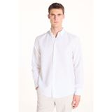 Ted Baker%100 Keten D Yaka Comfort U Kol Oxford Gömlek, M, TBSS26MSHI018, Beyaz, Erkek