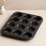 Teda 12 Gözlü Metal Muffin Kek Kalıbı - Siyah Teda Najmaddin - Renkli
