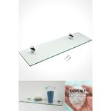 TEDA Cam Etejer Rafı - Cam Raf - Banyo Rafı - Duvar Rafı - Mutfak Rafı 12x50cm Temperli Şeffaf Cam