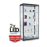 Teda Camlı Vitrin - Camlı Dolap - Camlı Koleksiyon Vitrini - Cam Raf - Kurulu Ürün 175x70x30